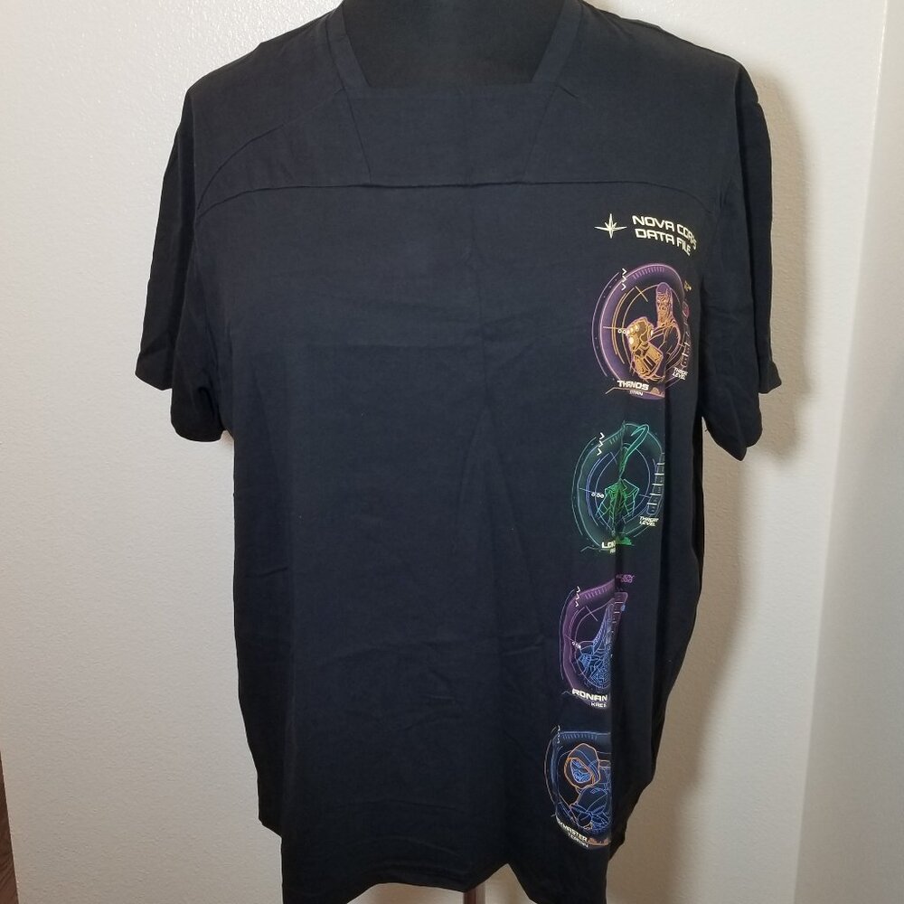 Disney Parks Sz XXL Marvel Guardians Cosmic Nova Corps Data File Shirt DCA